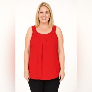 Roz & Ali Size Large Sleeveless Solid Red Tank Top Full Lined Blouse